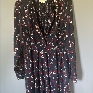 Kate Spade Burgundy and White Long Sleeve Dress